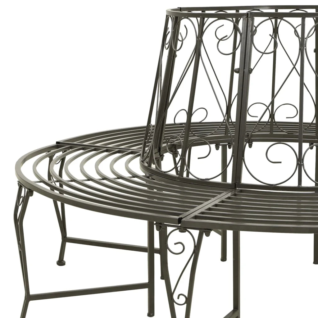 Panca da giardino mobile da giardino per esterni circolare terrazza da giardino 160 x 89 cm acciaio grigio argento 02_0011118