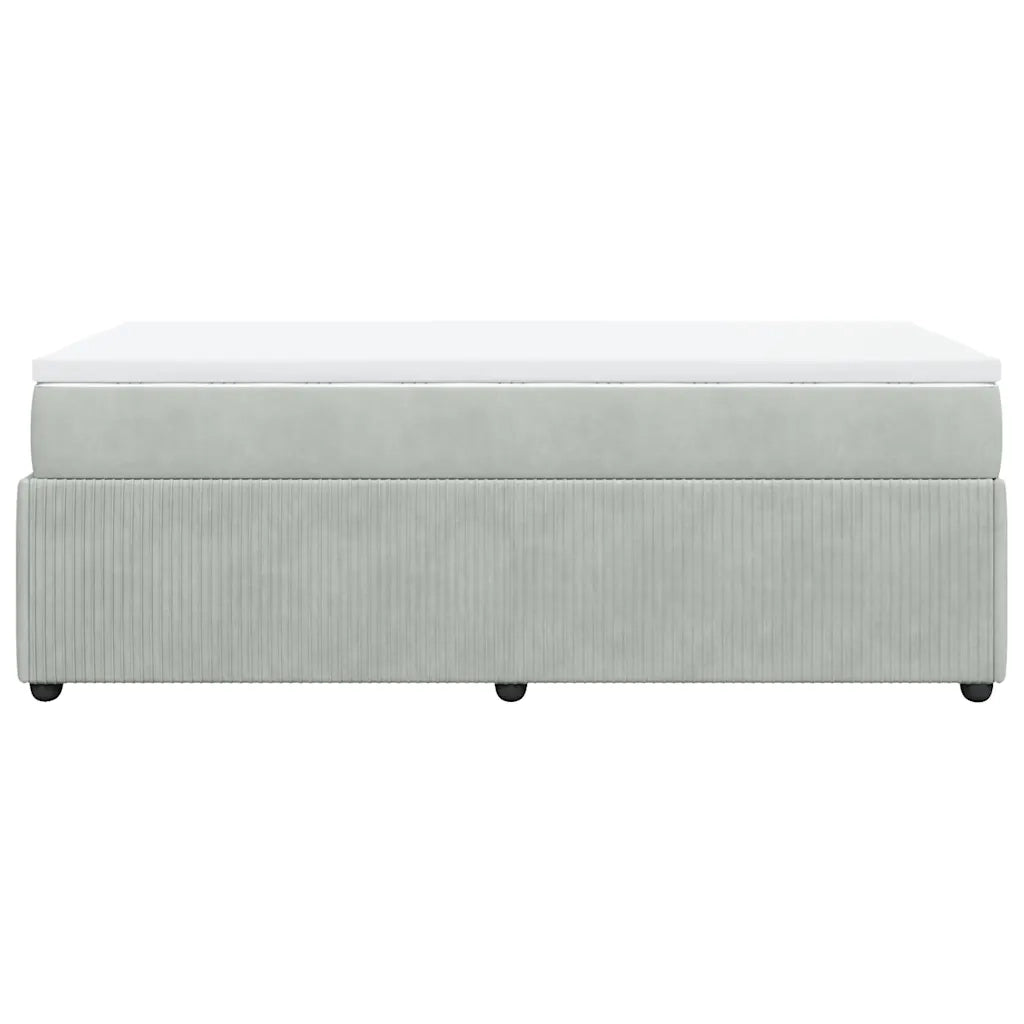 Letto singolo | Letto per adulti | Giroletto a Molle con Materasso Grigio Chiaro 80x200 cm Velluto