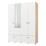 Armadio Camera da Letto Spigno, Guardaroba Grande 2 Ripiani, 155x208h cm Bianco Opaco