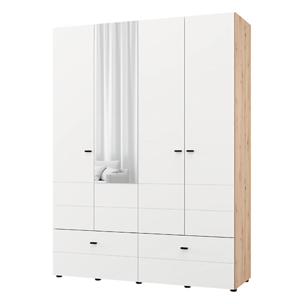 Armadio Camera da Letto Spigno, Guardaroba Grande 2 Ripiani, 155x208h cm Bianco Opaco