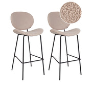Set di 2 sedie da bar Beige chiaro senza braccioli Gambe in ferro nero Boucle Design contemporaneo retrò Sedute per la sala da pranzo