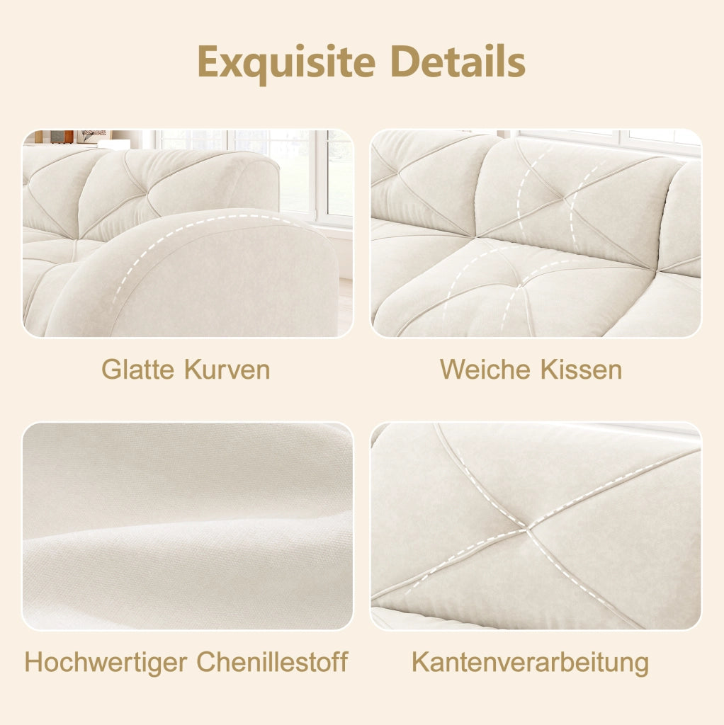 Divano modulare senza struttura in ciniglia beige chiaro con schiuma 32D