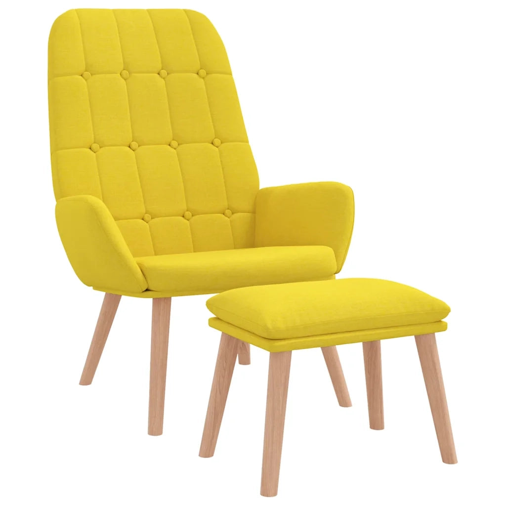Sedia Relax con Poggiapiedi Giallo Chiaro in Tessuto 3315154