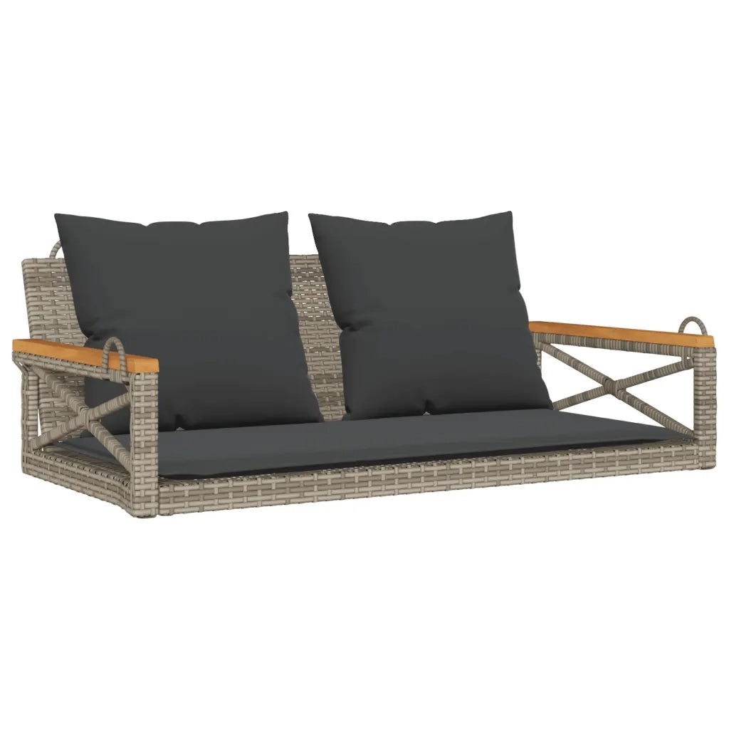 Panchina Dondolo con Cuscini Grigia 109x62x40 cm in Polyrattan