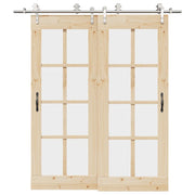 Kit Binari Porta Scorrevole 200 cm Acciaio Inossidabile Argento 3295766