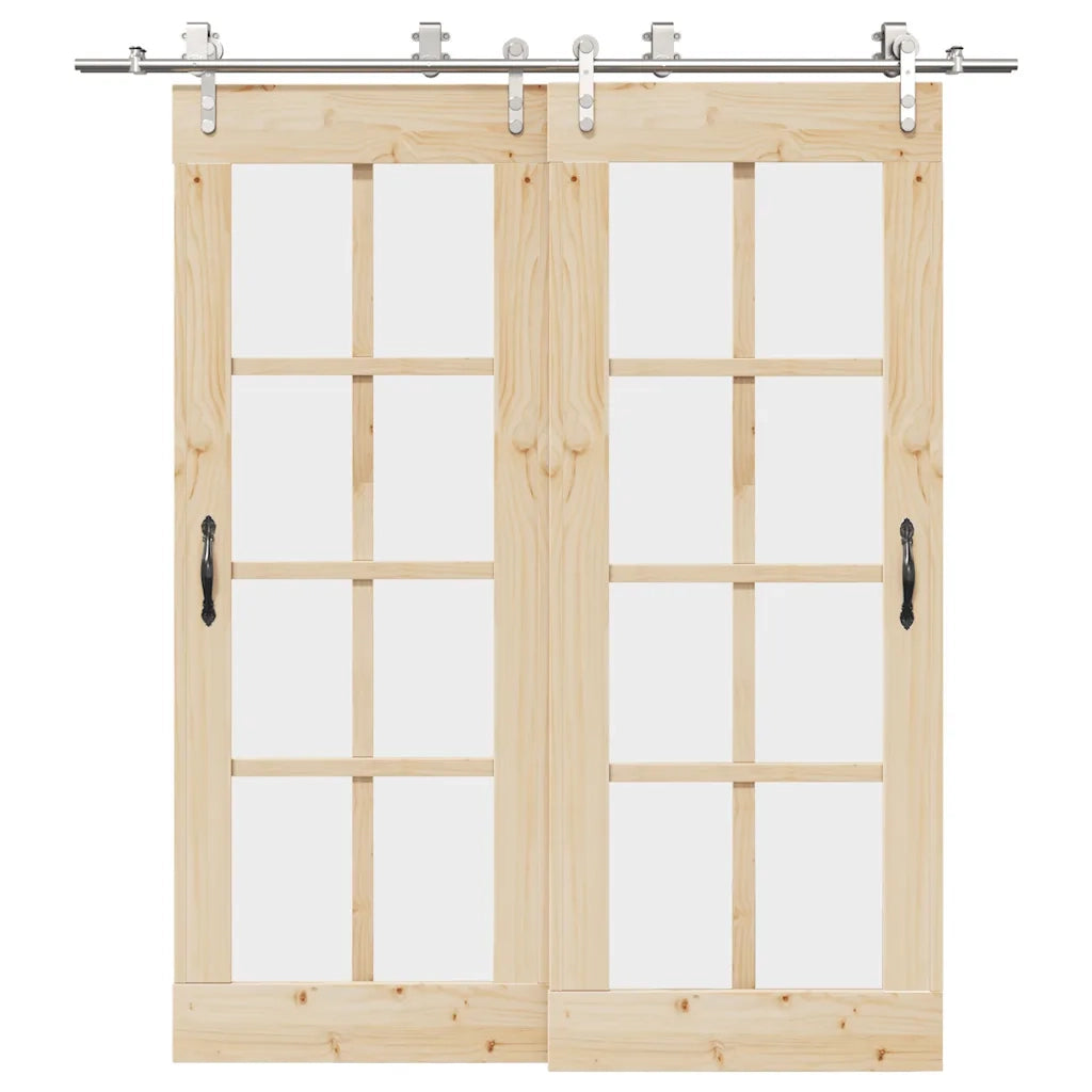 Kit Binari Porta Scorrevole 200 cm Acciaio Inossidabile Argento 3295766