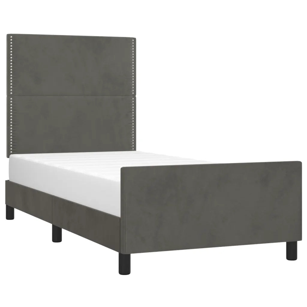 Giroletto senza Materasso Grigio Scuro 100x200 cm Velluto 3125679
