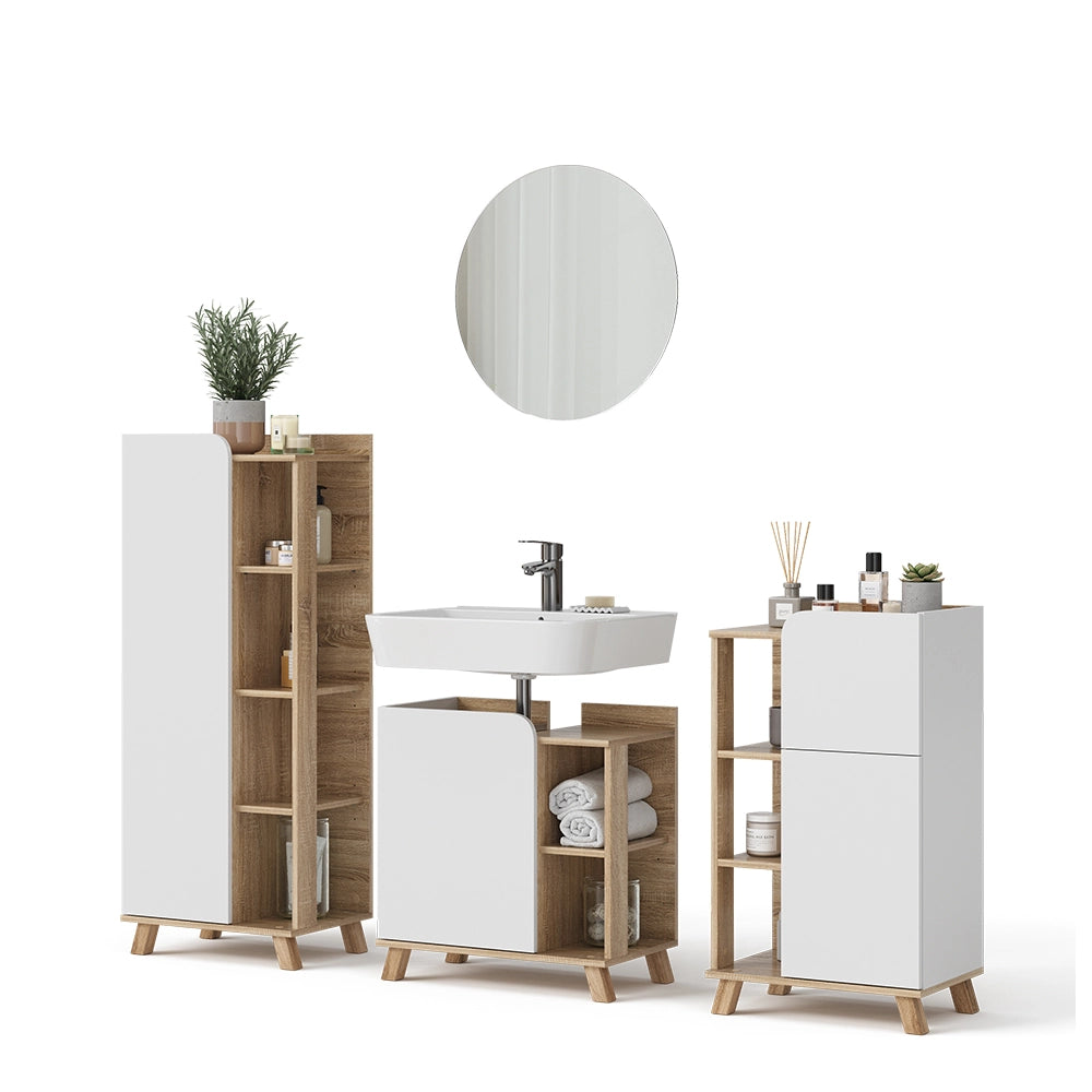 Vicco Set di mobili da bagno Sonoma/Bianco 4 parti