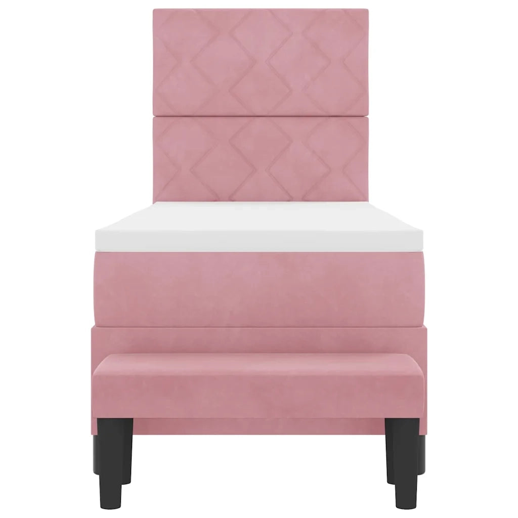 Letto a molle con testiera Rosa 200 x 80 cm Velluto 3344545