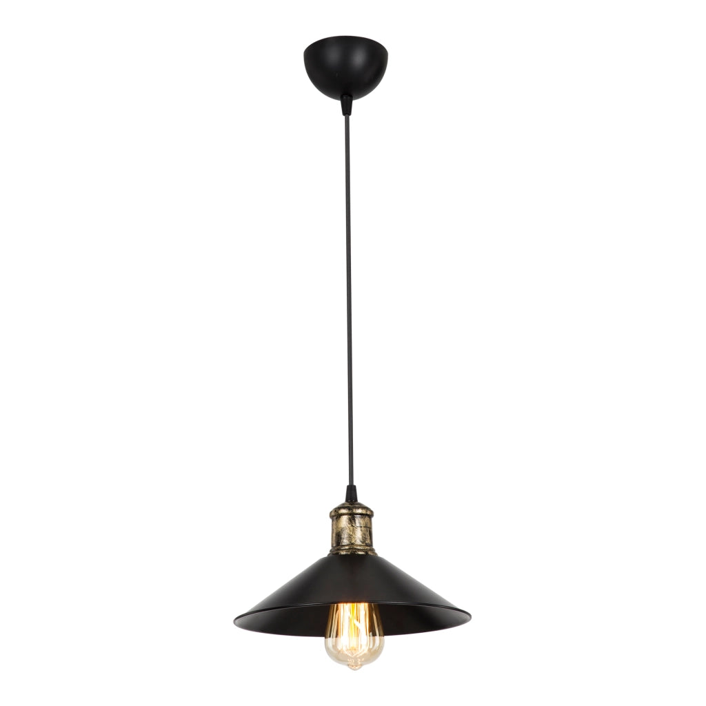 Lampada a Sospensione 'Hinckley' con Paralume a Cono - Nero/Bronzo [lux.pro]