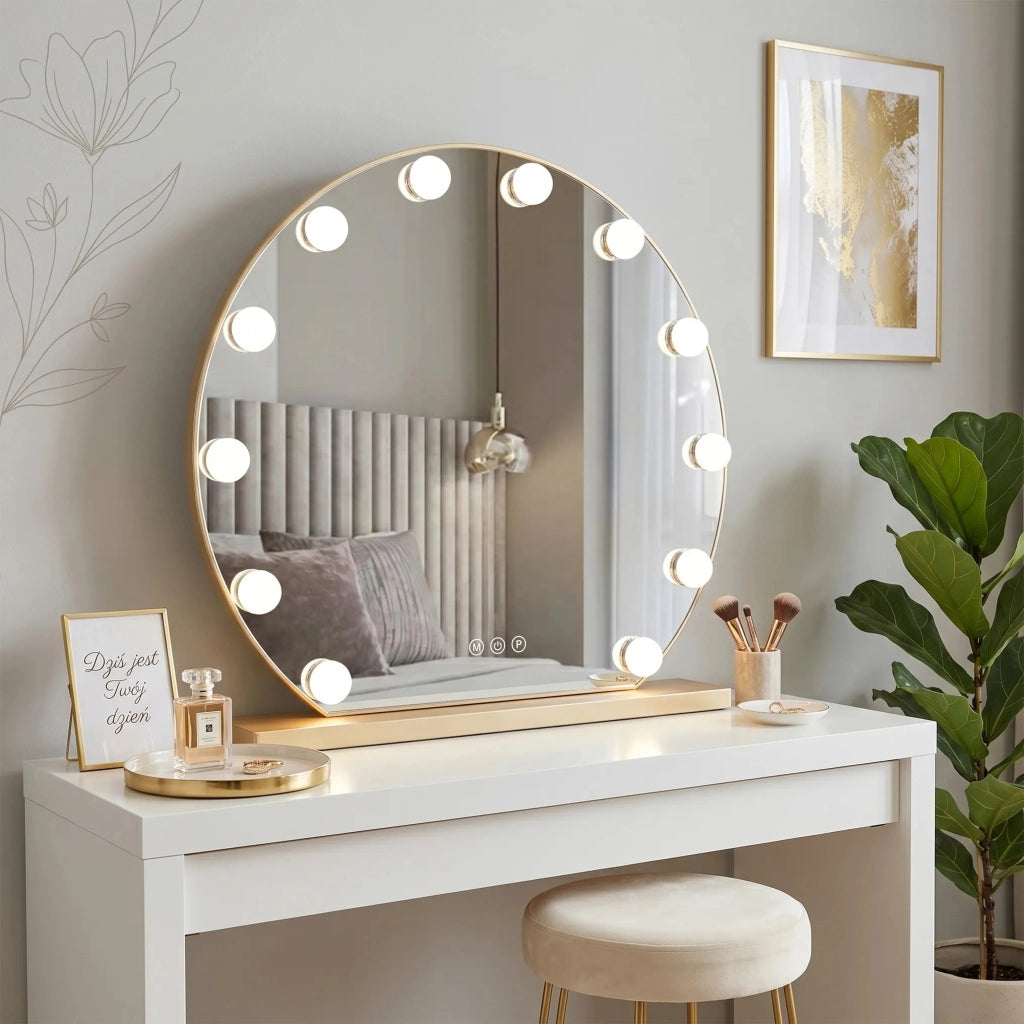 Specchio Led Hollywood L. Gold 50 Cm