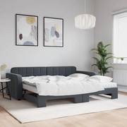 Divano Letto Estraibile Materassi Grigio Scuro 90x190cm Velluto 3196967