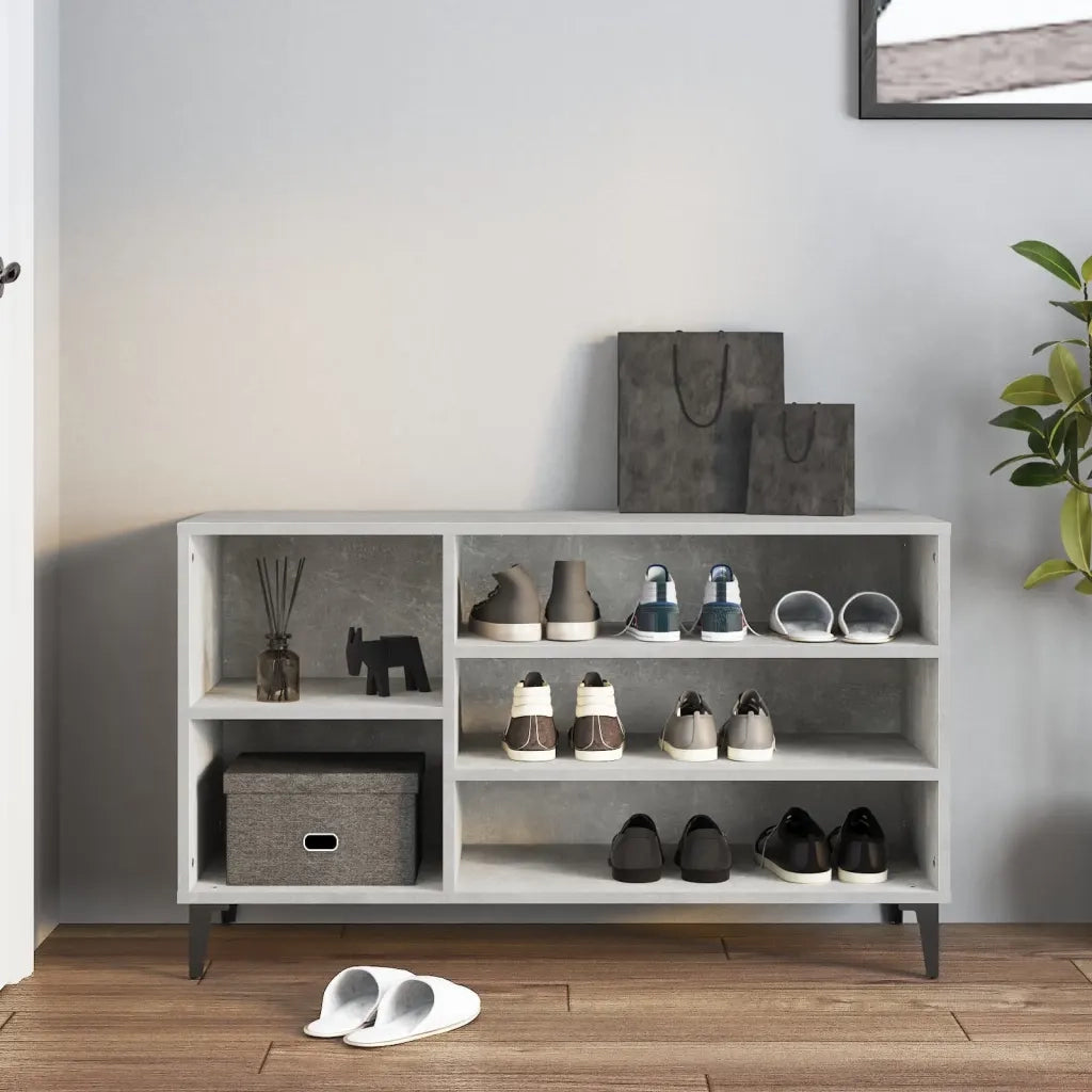 Scarpiera Grigio Cemento 102x36x60 cm in Legno Multistrato 819752