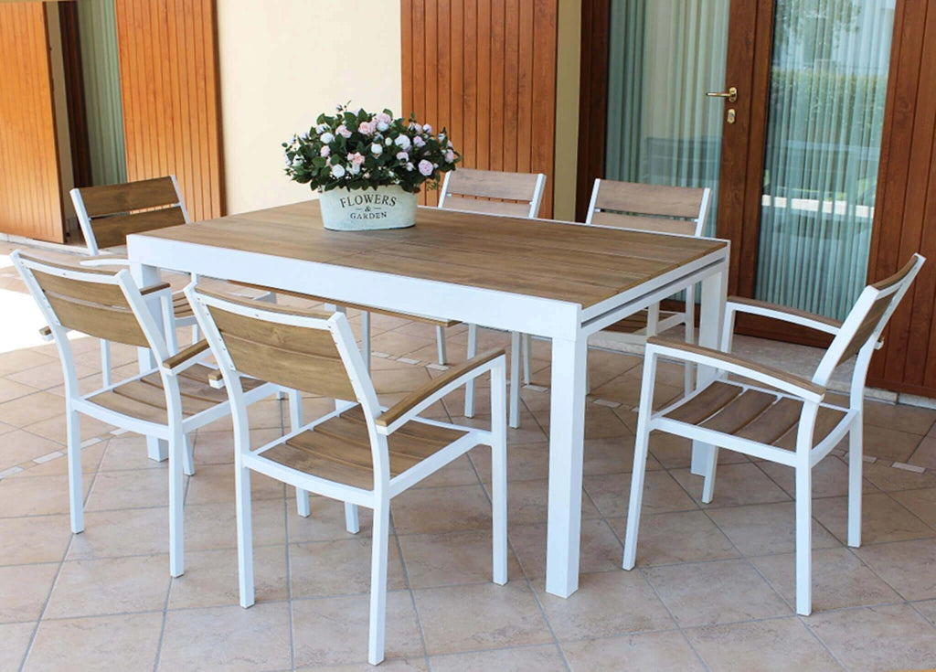 Poltrona da Giardino Impilabile in Alluminio Polywood cm 54x54x84 - URBAN