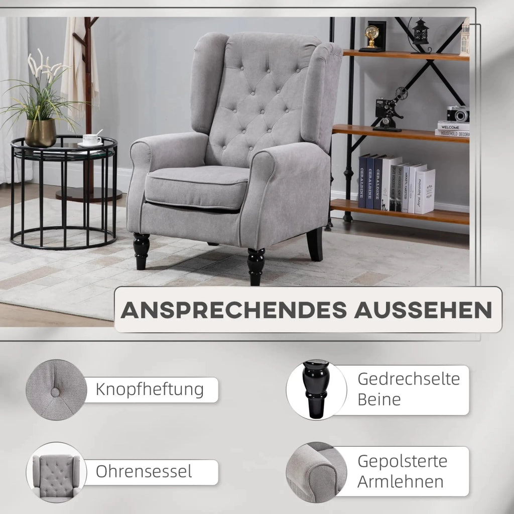 POLTRONA con schienale alto 74x86x102 cm in poliestere grigio