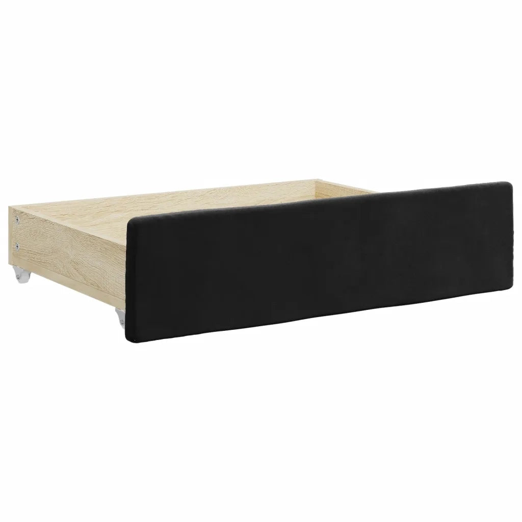 Divano Letto Estraibile con Cassetti Nero 80x200 cm in Velluto