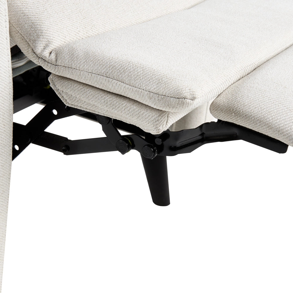 Poltrona Reclinabile Bianco Sporco in Tessuto Schienale e Poggiapiedi Regolabili Manualmente Design Retrò