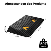 Rampa in gomma per marciapiede e soglia 901,7x457,2x76,2 mm max 50 t con elementi riflettenti