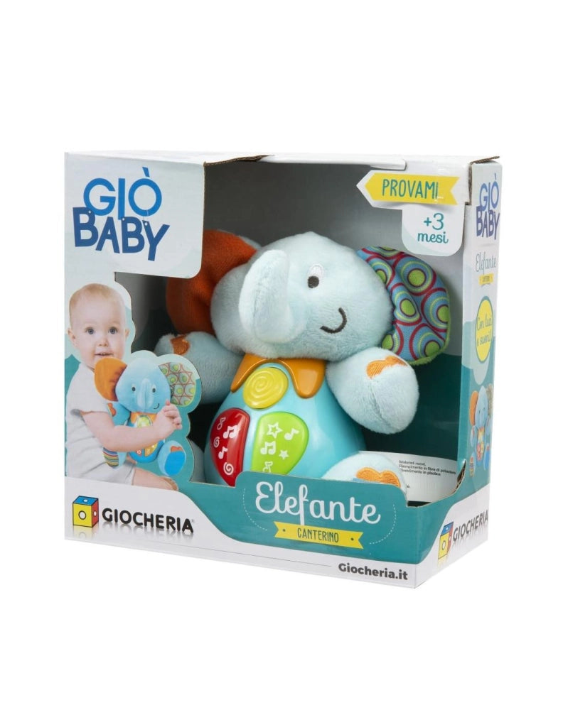 Gio Baby,Elefante canterino,Peluche con luci e suoni,Giocheria,Eta 3+mesi