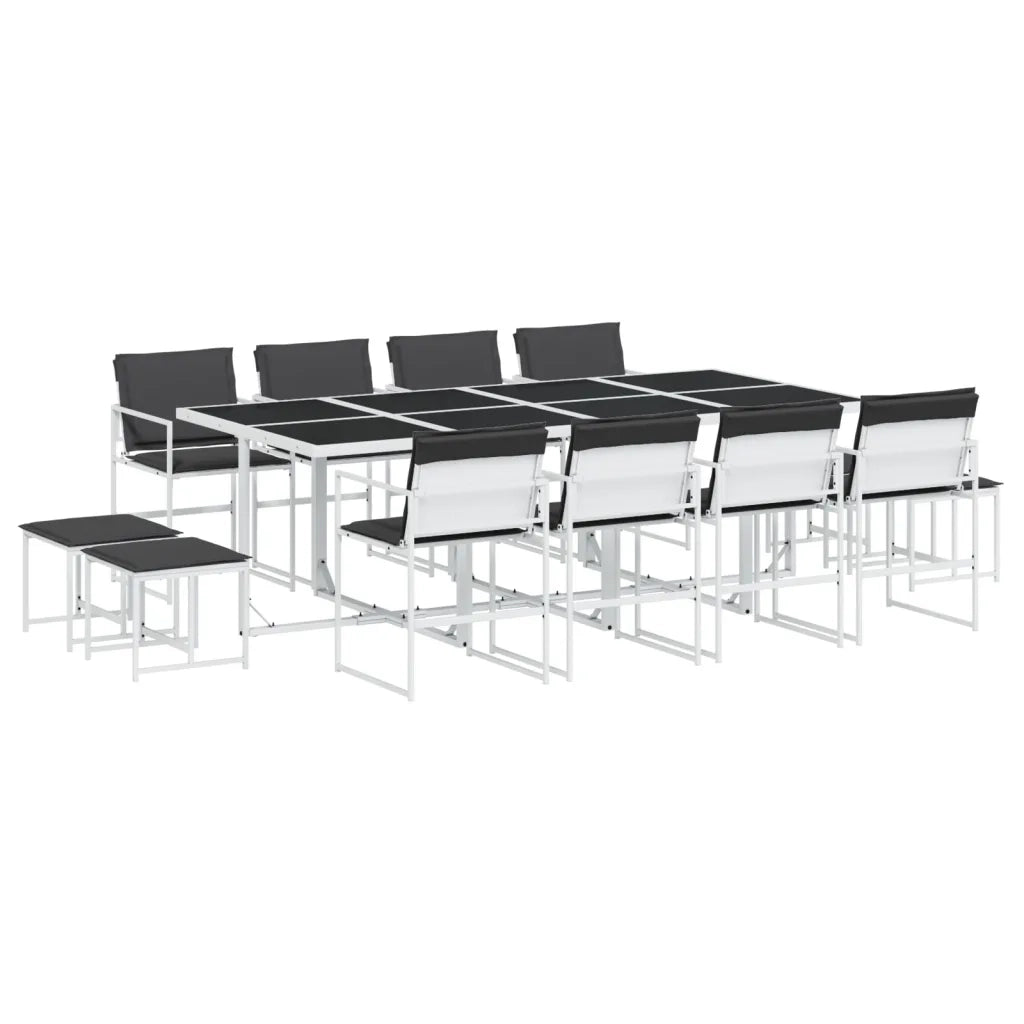 Set da Pranzo da Giardino 13 pz con Cuscini Bianco in Textilene 3295115