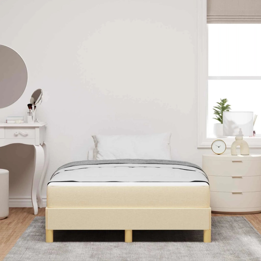 Letto a molle con materasso Crema 120 x 190 cm Tessuto