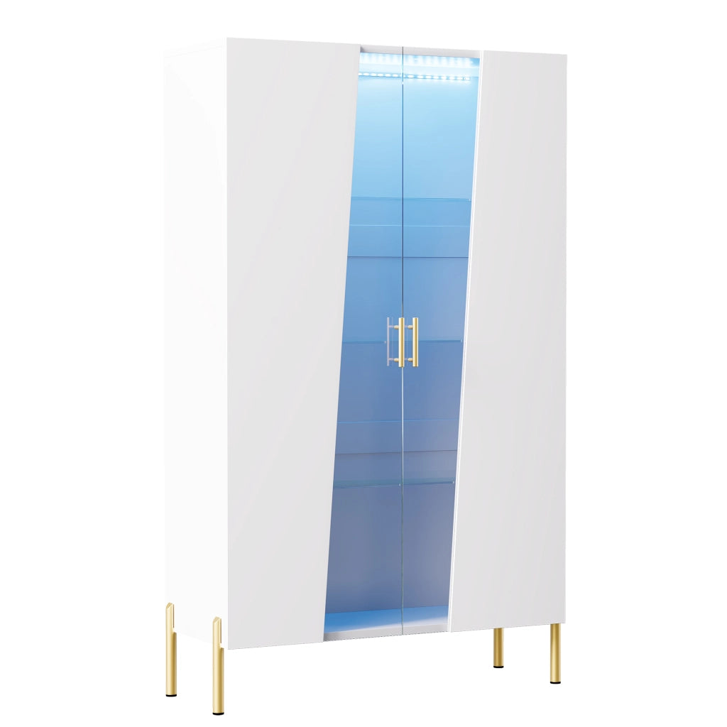 Vetrina 72x40x145 cm con LED multicolore in MDF e vetro bianco