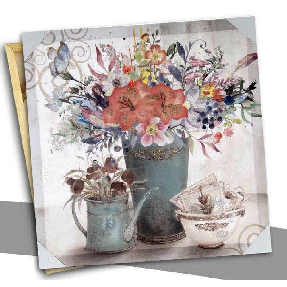 Trade Shop - Quadro Quadretto Decorativo 45x45x1,8cm Tela Su Legno Decori Ass. Piante 757365 -