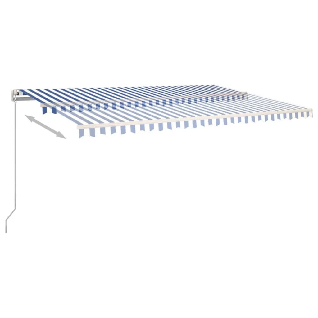 Tenda da Sole Retrattile Manuale LED 500x350 cm Blu e Bianca 3069021