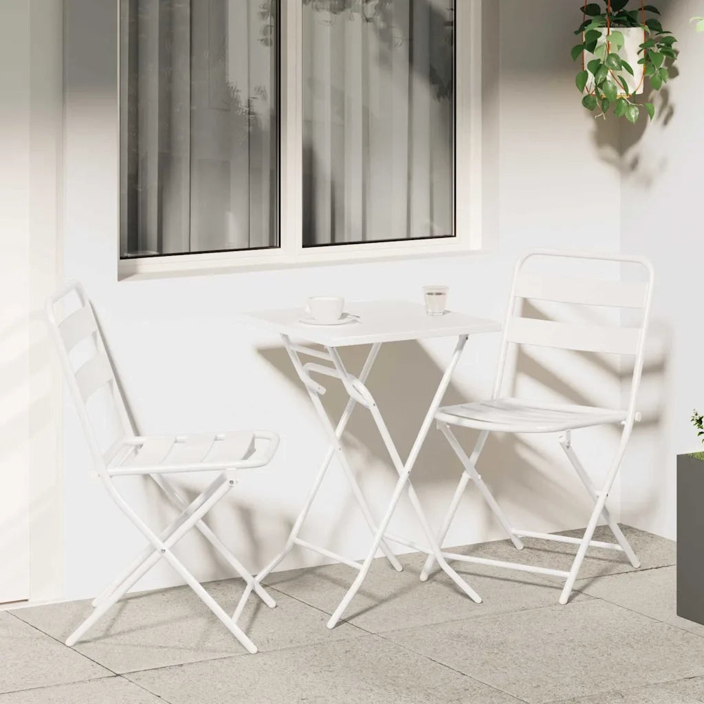 Set Bistro da Giardino 3 pcs Bianco Acciaio
