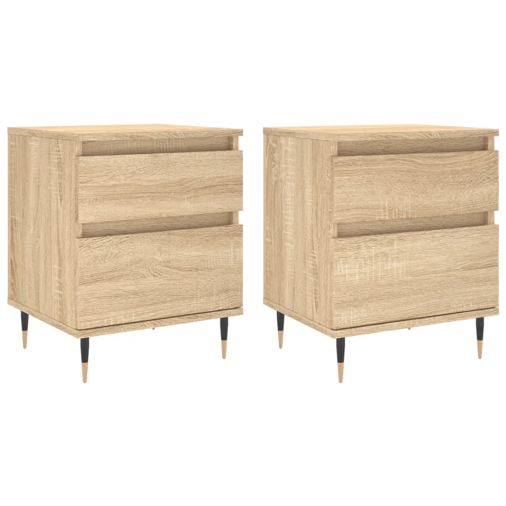 Set di 2 Comodini | Armadio da Notte | Mobiletto da notte Rovere Sonoma 40x35x50 cm in Legno Multistrato