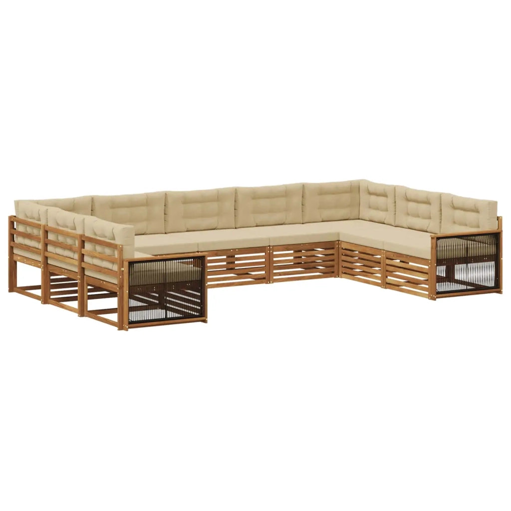 Set di divani da esterno 9 pz Naturale e Beige 3383836