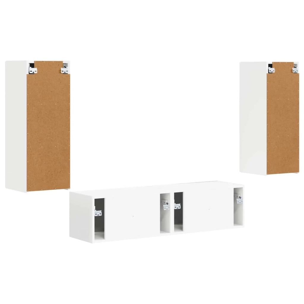 Set mobile TV Montaggio a parete 2 pcs Bianco Legno multistrato 3408970