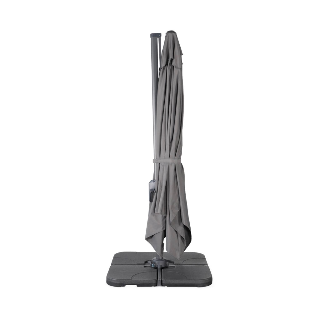 Ombrellone rettangolare decentrato, 3x4m, grigio