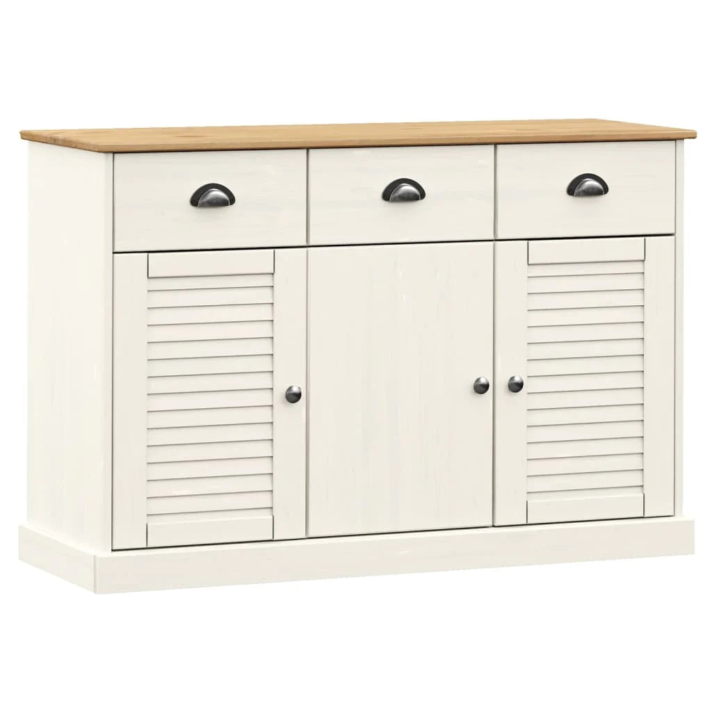Buffet credenza cassettiera armadio mobile contenitore organizer per cucina soggiorno salotto con cassetti 113 x 40 x 75 cm legno massello di pino bianco 02_0030132