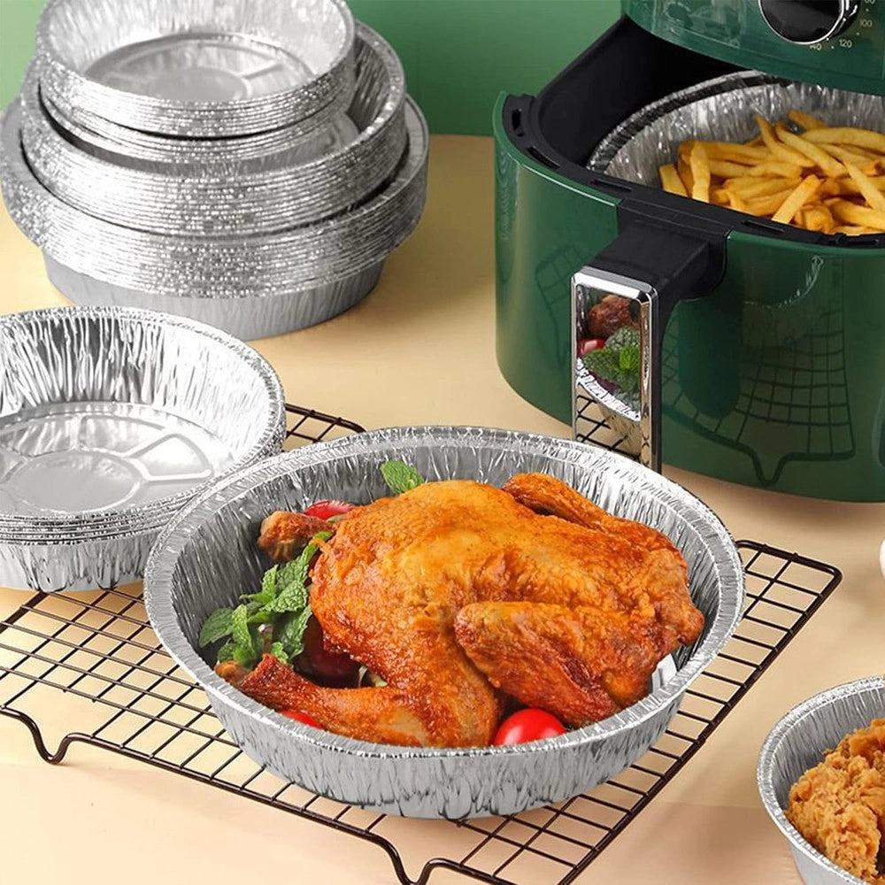 Trade Shop - Set 10pz Vassoio Contenitore Antiaderente Alluminio Per Friggitrice Aria Accessori Cucina -