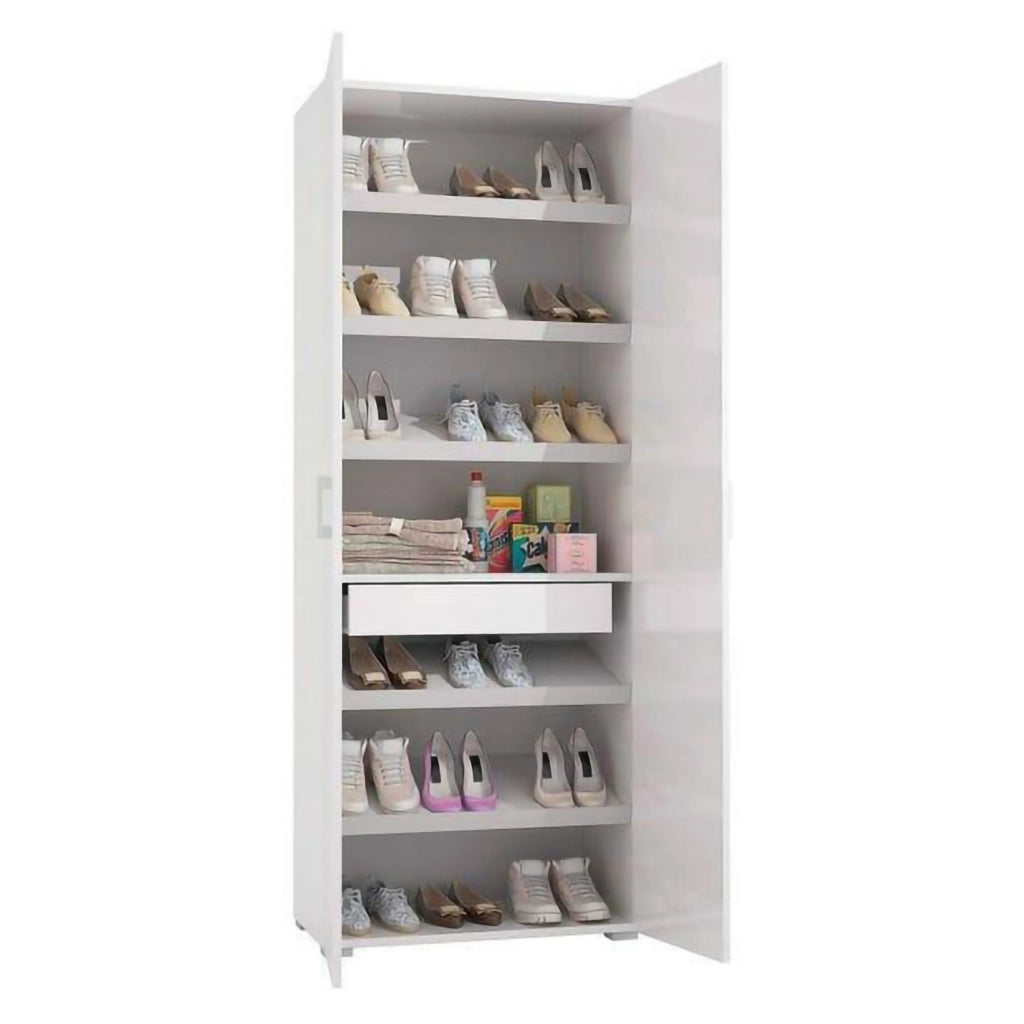 Angy, Armadio Multiuso 2 Ante 6 Ripiani Made in Italy, 72x195h cm Bianco