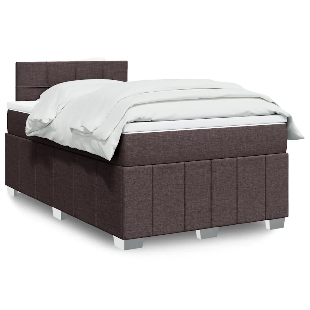 Giroletto a Molle con Materasso Marrone Scuro 120x190cm Tessuto