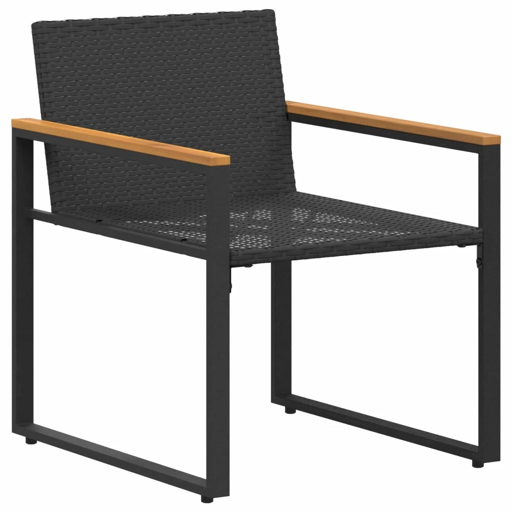 Set di Mobili con cuscino 3 pcs Nero e Bianco Crema Rattan