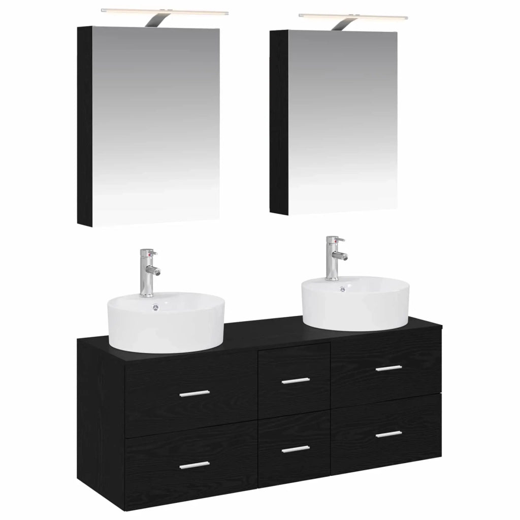 Set di mobili per il bagno 5 pcs Rovere Nero 3406912