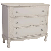 Comò in legno bianco invecchiato con 3 cassetti 100x38x86,5h cm