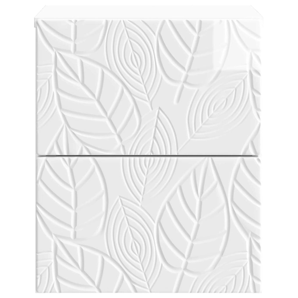 Mobiletto da notte a muro Bianco Lucido 34,5 x 33 x 40 cm