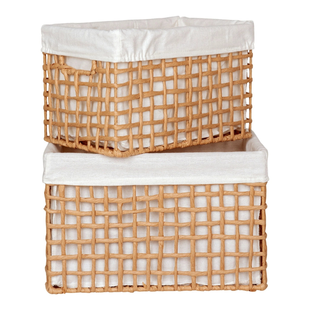 Set di 2 Cesti Portaoggetti Bustelo, Marrone, Carta, 30x20x19 cm