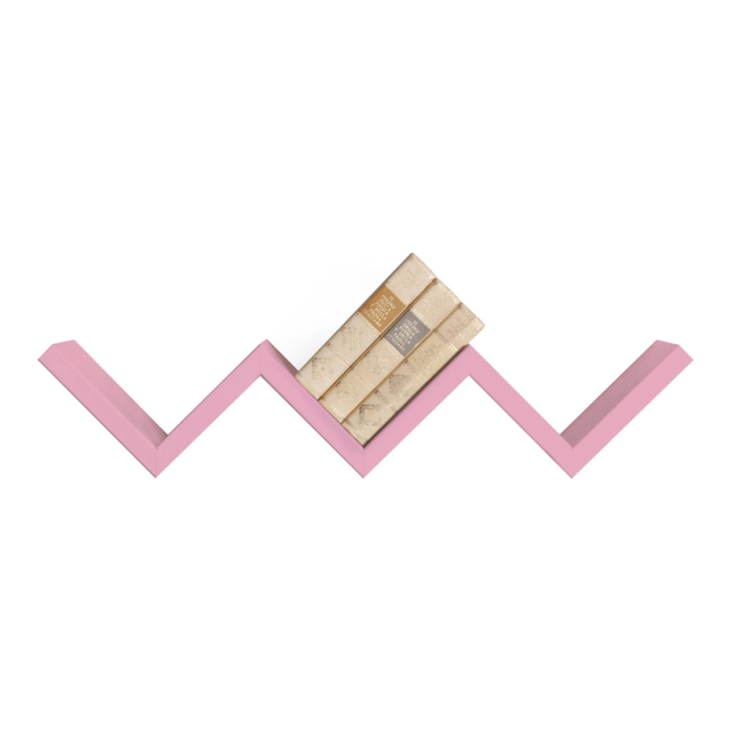 Mensola da Muro Modello SAETTA, Mensola Cameretta, Mensola da Parete, 57x11 p15.5 cm. Finitura  ROSA BLUSH  - MADE IN ITALY