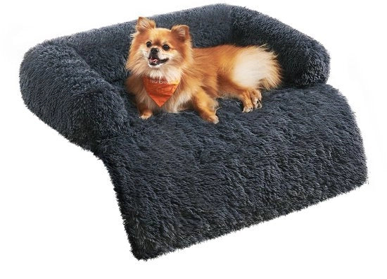 Cuscino per Cane Plush, Coperta per Cane, Protezione per Sedia per Cane, Cuscino per Cane, Dimensioni M, per Piccoli e Medi Cani, 80 x 75 x 16 cm, Grigio Scuro PGW221G02
