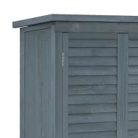 Armadio da Giardino Rimessa per Attrezzi in Legno con 2 Ripiani, Tetto Bituminato, Porte Persiane, 87 x 47 x 160, Grigio
