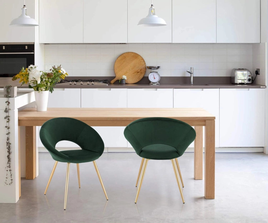 Set di 2 Sedie da Pranzo Poltrone in Velluto per Sala da Pranzo Soggiorno Moderna Sedia Con Schienale Braccioli Verde Scuro BH230dgn-2