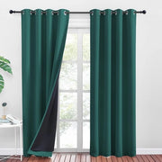 Verdunatore di luce 100% opaco - Isolanti acustici - Telaio a doppia stratificazione - 140 x 245 cm - 2 pezzi - Verde scuro - Tende