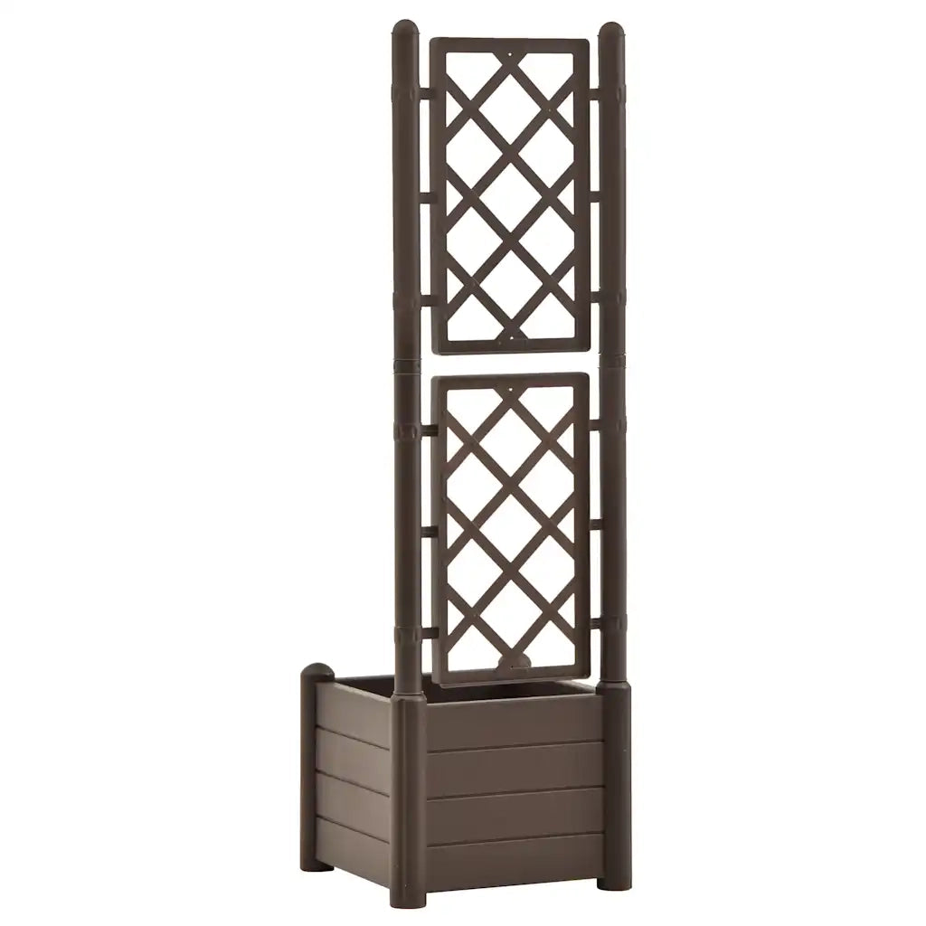 Fioriera da Giardino con Graticcio-Vaso da Esterno-Fioriera con Griglia 43x43x142 cm PP Mocca