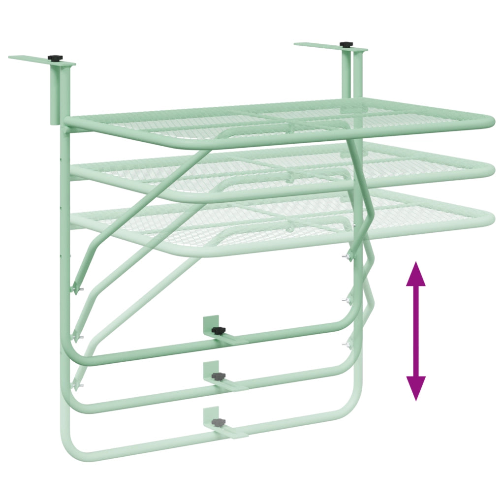 Tavolo Appendibile da Balcone - Verde Menta, 60x40 cm, Acciaio