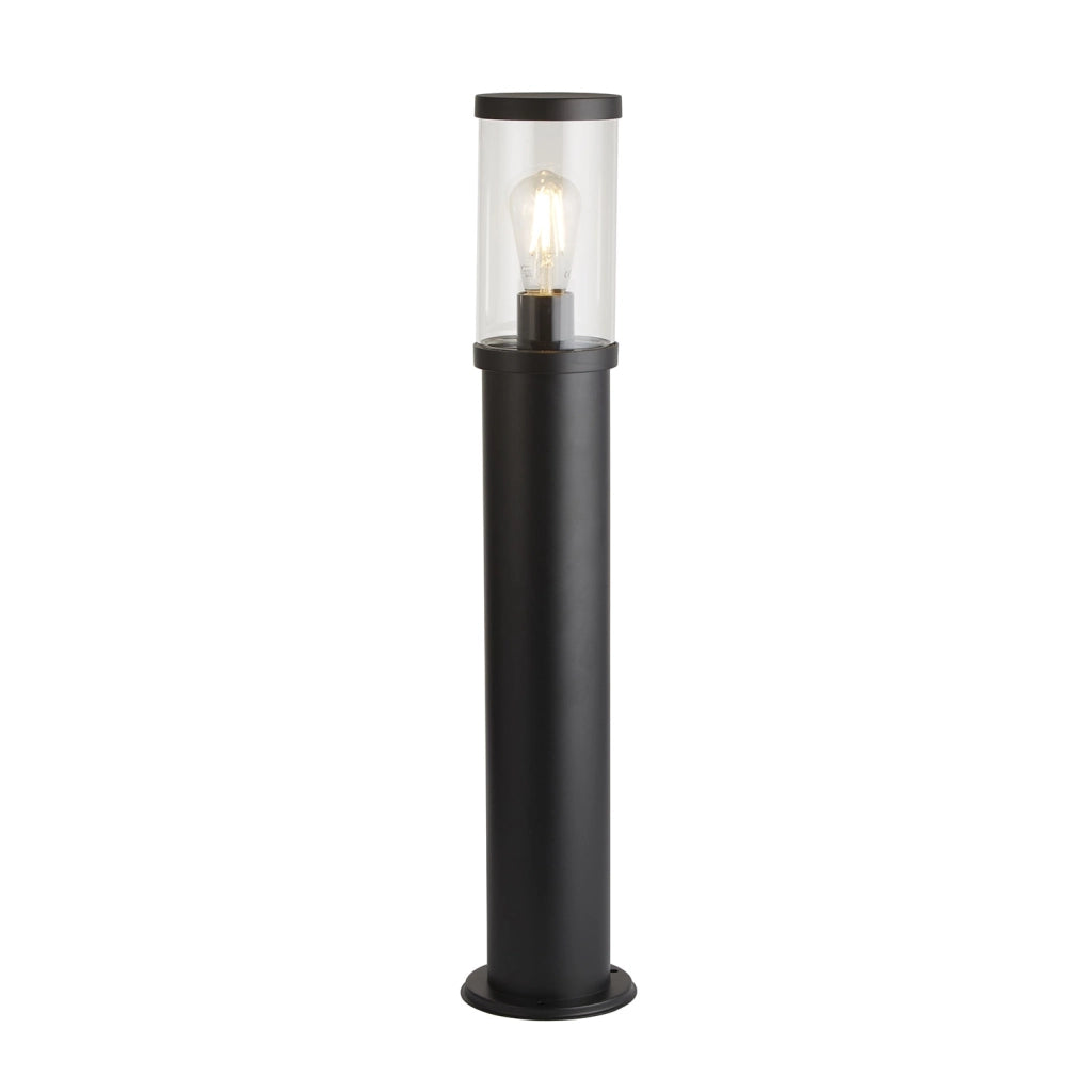 Paletto Da Esterno Contemporaneo Bakerloo Alluminio Nero Vetro 1 Luce E27 73Cm